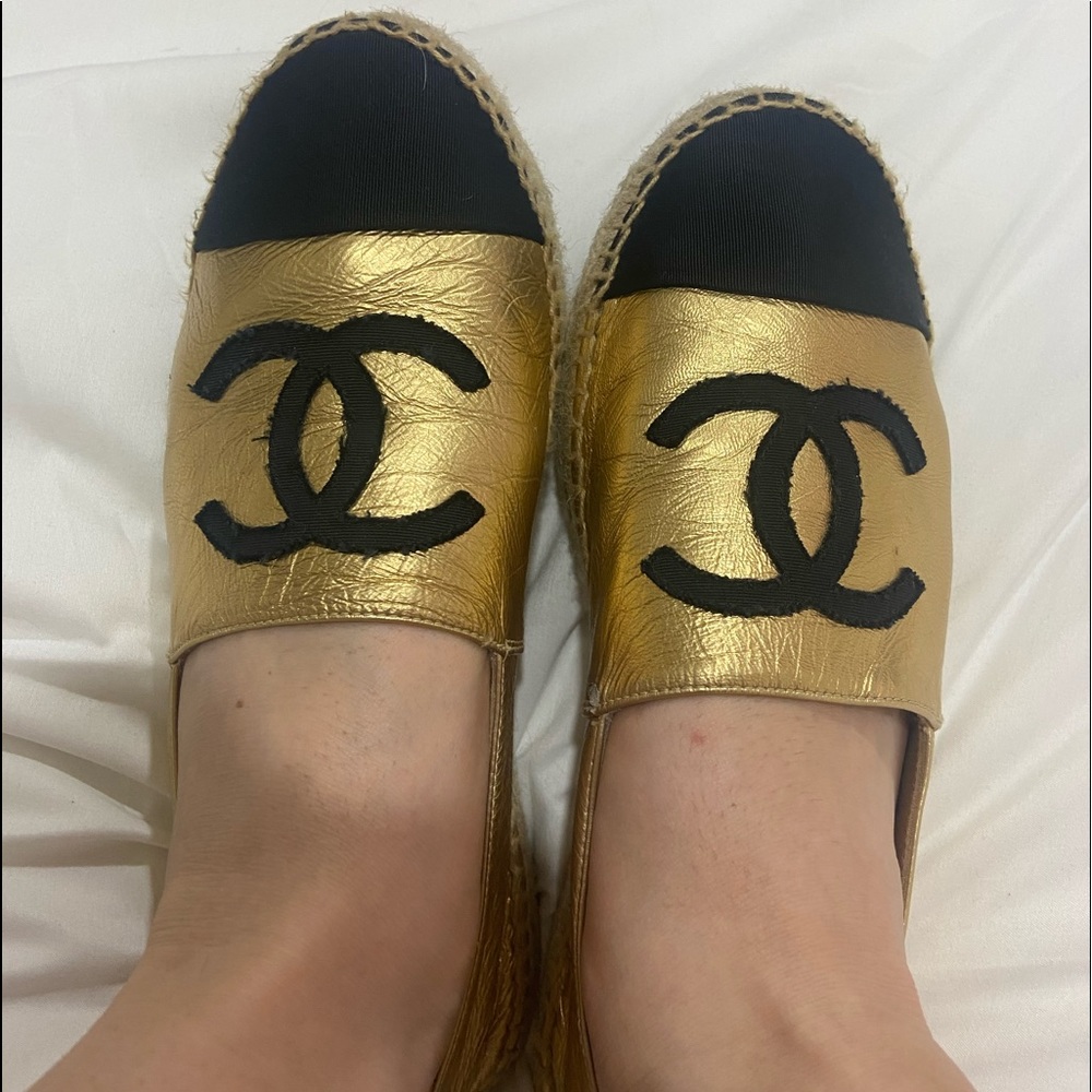 Gold Chanel espadrilles